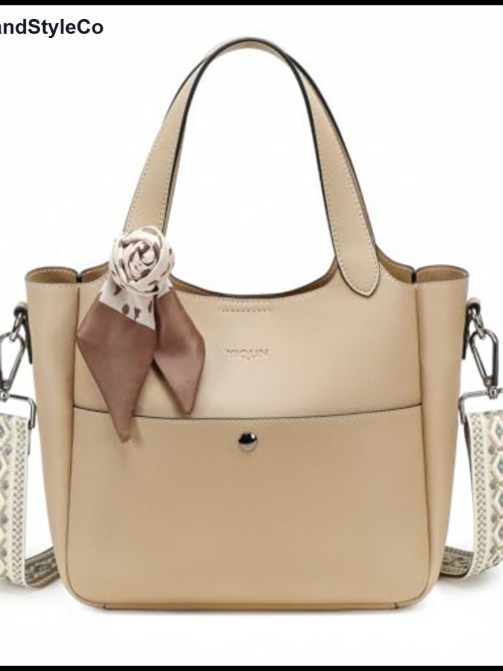 PU Leather Bucket Purse with Detachable Strap, Top Handle Handbag